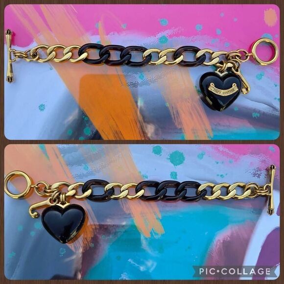 Juicy Couture Y2K Root Beer Gold Plated Heart Vintage Charm Bracelet&Necklace Se - Picture 7 of 9